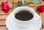 Cup Of Black Coffee In Home Garden Stock Photo