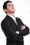 Handsome Young Man Looking Up Stock Photo