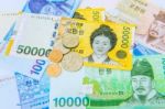 South Korean Won Currency Stock Photo