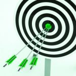 Arrows On Dartboard Shows Perfection Stock Photo