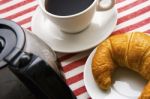 Coffee And Croissant For Breakfast Stock Photo