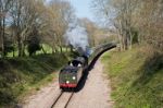 Steam Train On The Bluebell Railway Line In Sussex Stock Photo