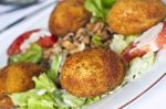 Chicken Nuggets With Salad Stock Photo