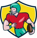 American Football Receiver Running Shield Cartoon Stock Photo