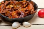 Fresh Seafoos Stew On An Iron Skillet Stock Photo