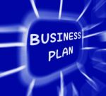 Business Plan Diagram Displays Company Organization And Strategy Stock Photo