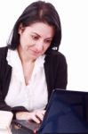 Businesswoman Working On Laptop Stock Photo