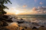 Sunset At Beach In Thailand Stock Photo