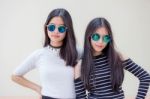 Two Asia Thai Teen Best Friends Girls Smile And Funny Stock Photo