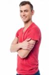 Happy Young Man, Arms Crossed Stock Photo