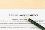 Lease Agreement Contract Document And Pencil Horizontal View Stock Photo