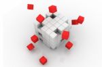 Abstract 3d Illustration Of Cube Assembling From Blocks Stock Photo