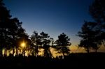 Phu Ruea National Park Silhouette Background Stock Photo