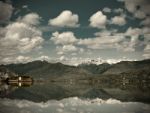 View Over Lake Maggiore And Alps Mountains Stock Photo