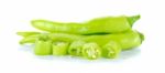 Green Hot Chili Pepper Isolated On The White Background Stock Photo