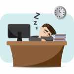 Cartoon Businessman Sleeping On Working Time Stock Photo