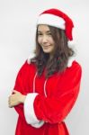 Beautiful Young Santa Clause Woman, Isolated Stock Photo