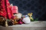 Decoration And Gift On Wooden Stock Photo