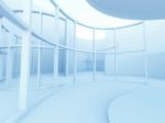 Futuristic Interior Corridor Curve Architecture Space Hall Stock Photo