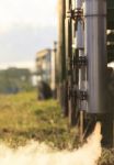 Pressure Pipe With Smoke In Industry Estate Stock Photo