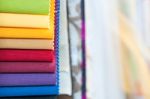 Colorful Fabric Samples Background Stock Photo