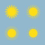 Sun Icon Set Stock Photo