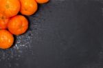 Wet Clementines Fruits Stock Photo