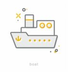 Thin Line Icons, Boat Stock Photo