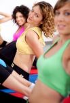 Group Of Girls Working Out Stock Photo