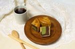 Coffee Cup And Moon Cake Stock Photo