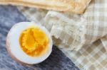 Boiled Egg Cut Half Stock Photo