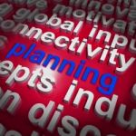 Planning Word Cloud Shows Objectives Plan And Organize Stock Photo