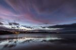 Spectacular Sunset On The Beach Of Arnao, Asturias, Spain, Stock Photo