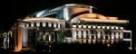 National Theatre Illuminated At Night In Budapest Stock Photo