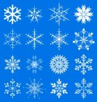 Snowflakes Set On Blue Background Stock Photo