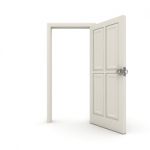 White Opened Door Stock Photo