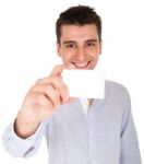 Man Holding Card Stock Photo