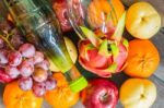 Fruit And Juice Bottles Stock Photo