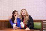 Two Young Pretty Caucasian Girls Stock Photo