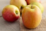 Fresh Apples On Wooden Stock Photo