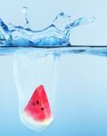 Watermelon In Water Stock Photo