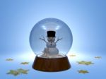 Christmas Snowglobe With Snowman Inside Stock Photo