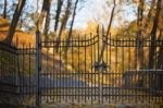 Shut Iron Spiked Gates Stock Photo