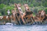 Sunk Shipwrecks At Tangalooma Island In Moreton Bay Stock Photo