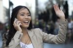 Young Happy  Business Woman Talking On The Phone Stock Photo