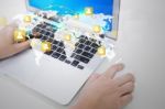 Closeup Of Business Woman Hand Typing On Laptop Stock Photo