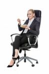 Businesswoman Having Lunch Stock Photo