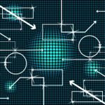 Flow Diagram Represents Hi Tech And Background Stock Photo