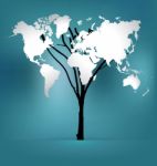 Tree Shaped World Map Stock Photo