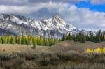 Scenic View Of The Grand Teton National Park Stock Photo